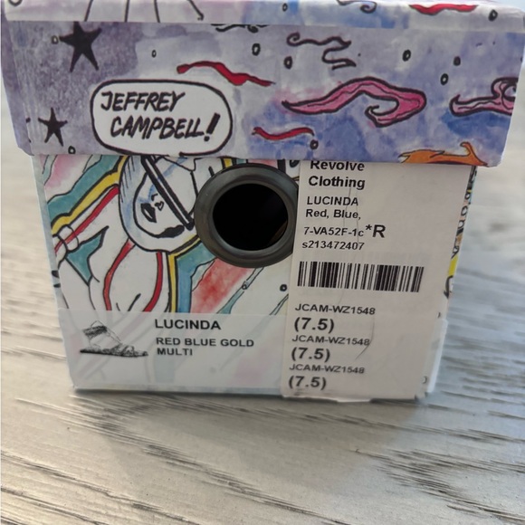 Jeffrey Campbell Lucinda Red Blue Gold Multi Strappy Sandal Size 7.5 - Picture 7 of 7